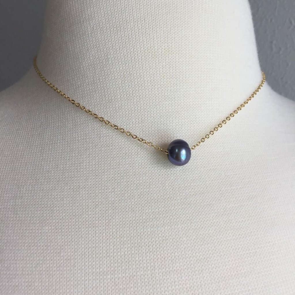 Single Genuine Pearl Necklace Purple 42$